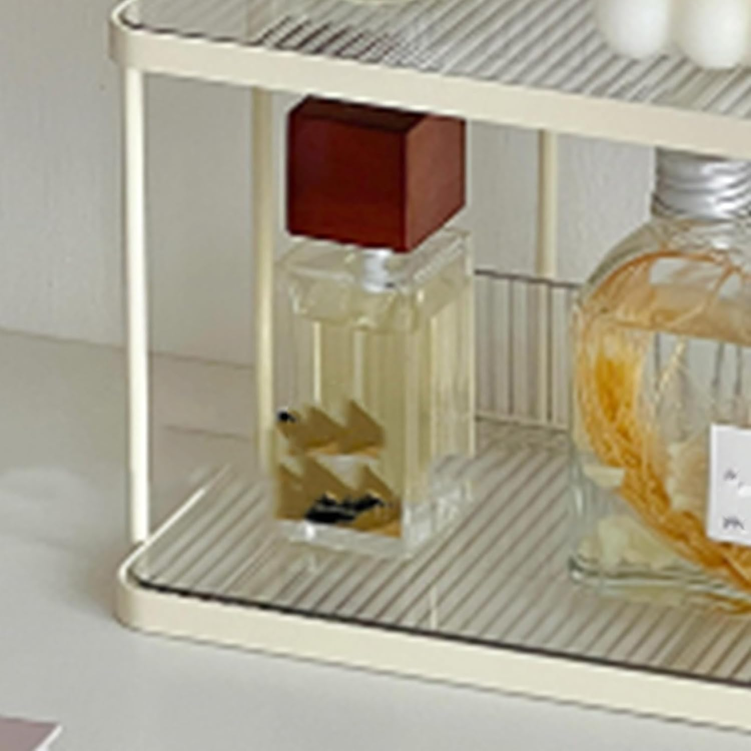 Makeup Organizer, Transparent Double Layer Storage Rack Desktop Cosmetic Storage Rack Organizer Skin Care Perfume Stand Makeup Storage Holder for Bedroom image number 1