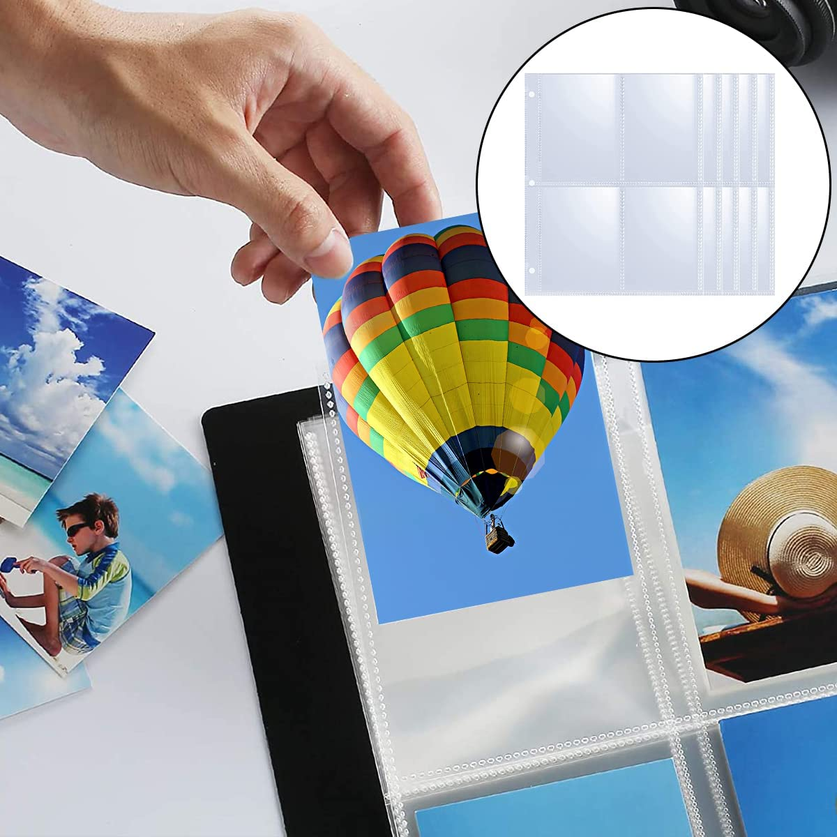 Pockets Binder Card Sleeves, 30 Pcs Double Sided 4 Pocket Trading Card Sleeves Pages for 3 Ring Binder, Clear Flexible Card Page Sleeves image number 2