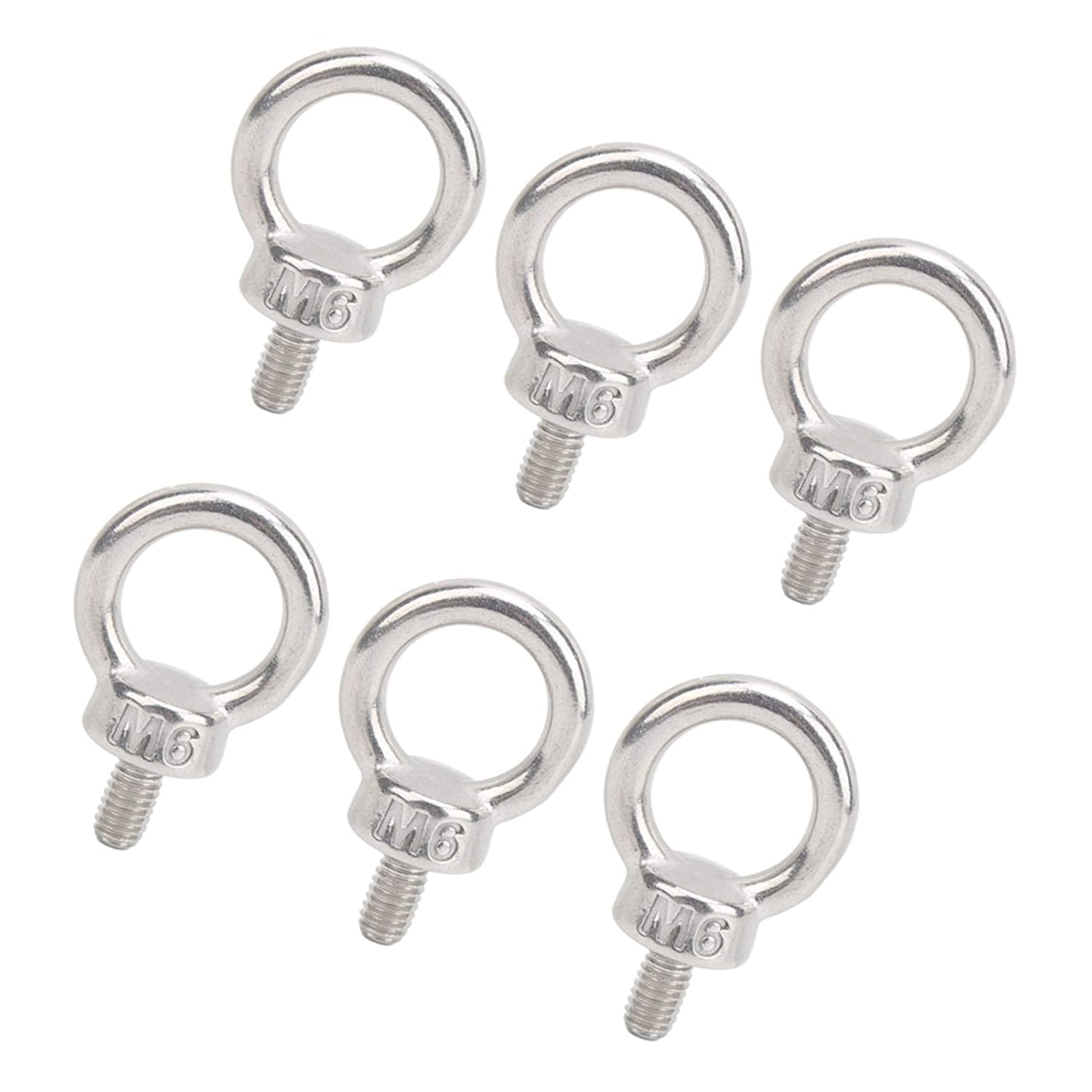 10Pcs M6 Lifting Eye Ring Bolts Screw 304 Stainless Steel Fastener Accessory Parts Silver White image number 5