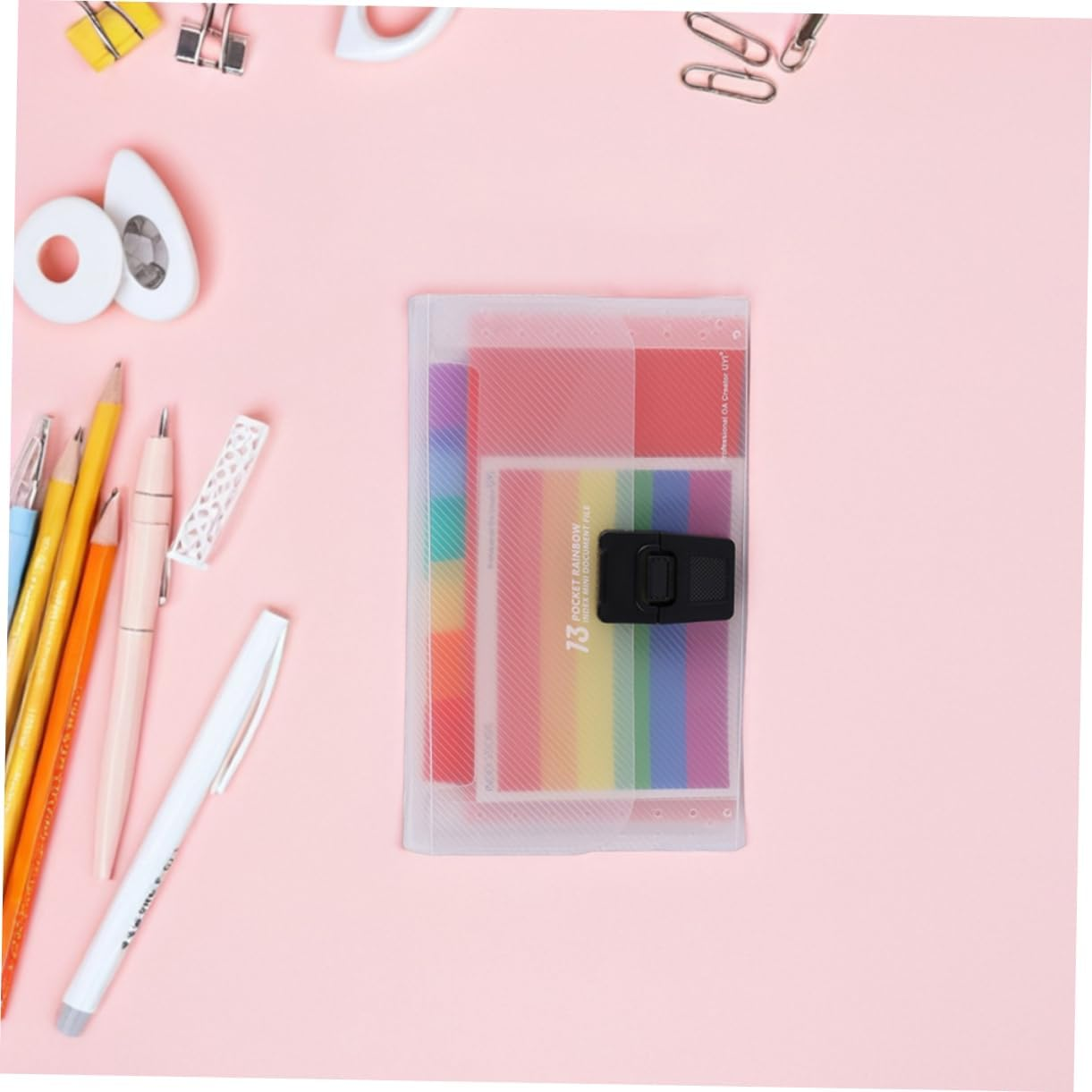 CLISPEED 3Pcs Accordion File Storage Bag Expanding Folder Plastic Document Holder for Receipts Office Stationery image number 3