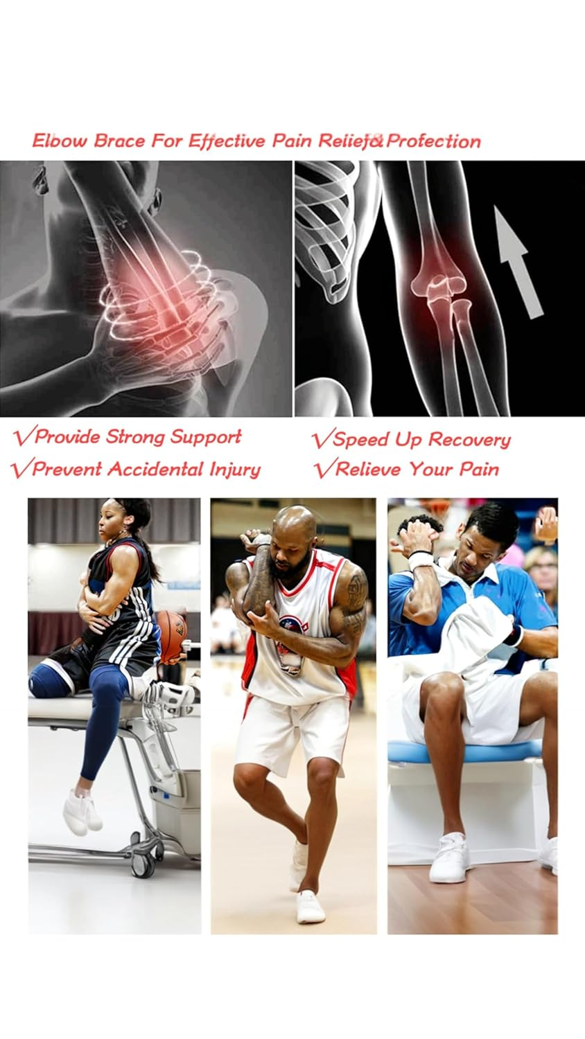 Honwor Adjustable Elbow Brace Tennis Compression Sleeve - Pain Relief for Golfer'S & Tennis Elbow, Weightlifting, Tendonitis, Arthritis, Sports Injury Recovery - Men & Women image number 1