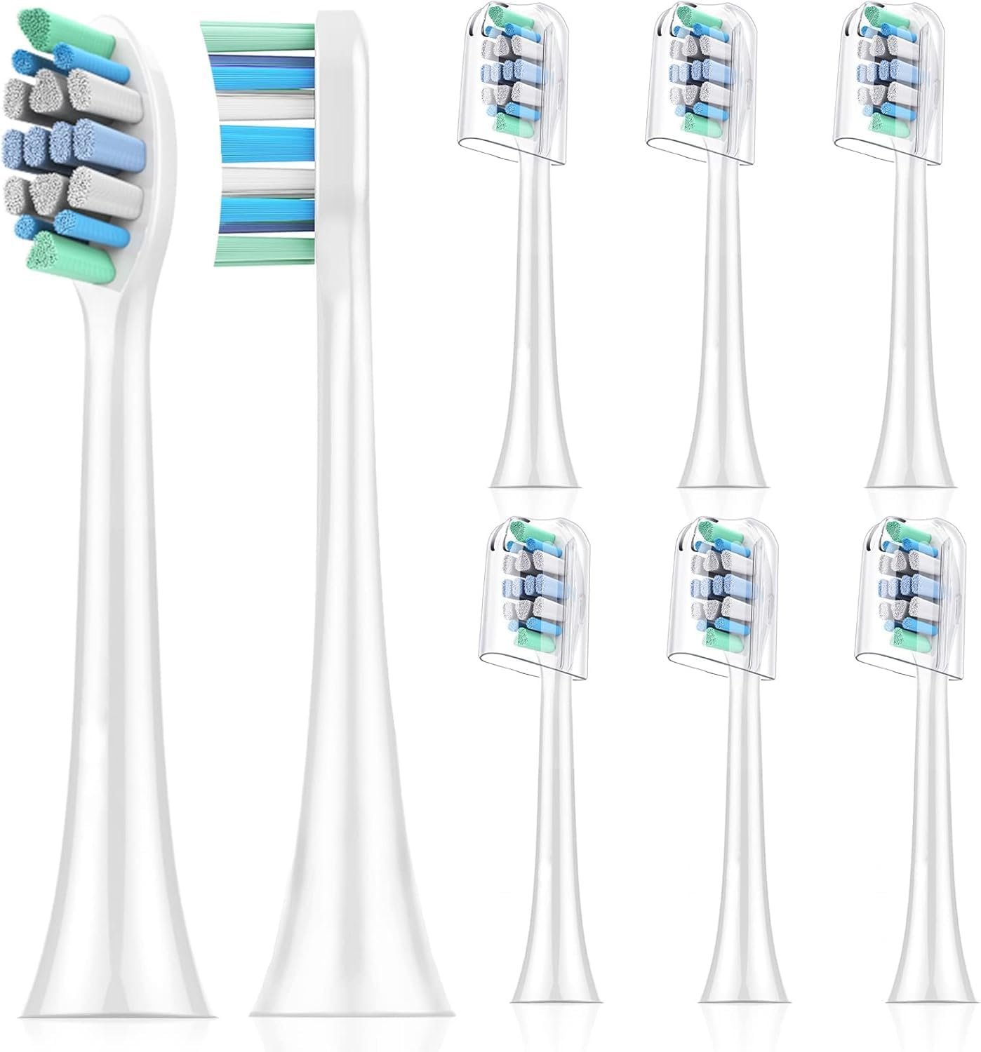 Replacement Toothbrush Heads Compatible with Philips Sonicare 2100 4100 4300 5100 9000, Optimal White, W2 C2 A3 Brush Head with Covers, Standard Toothbrush Heads