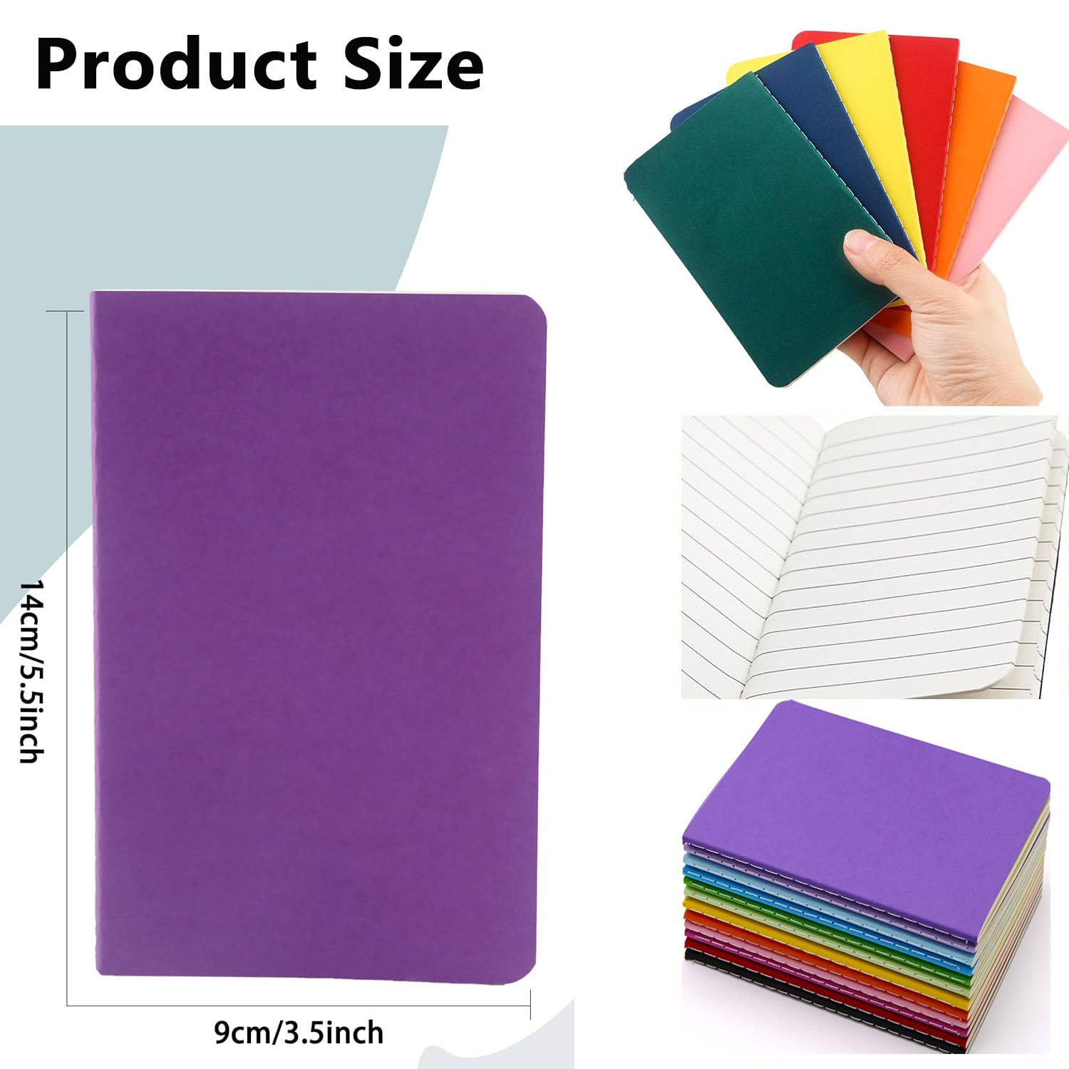MNSYJK 24 Pack A6 Small Pocket Notebooks,3.5" X 5.5" Mini Colorful Lined Notepad,30 Sheets/60 Pages,Journal Memo Notepad,For Students, Traveler, School Supplies(12 Colors) image number 4