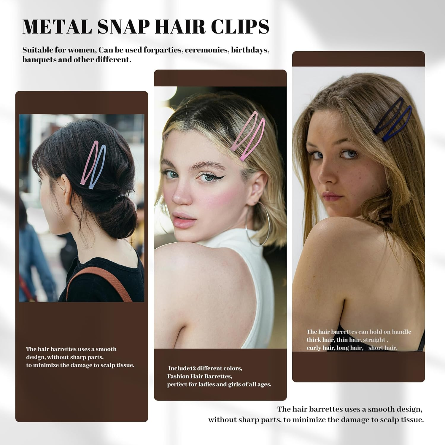 Cptots20 PCS Snap Hair Clips Metal Hair Barrettes for Women Non Slip Barrettes for Thick and Thin Fine Hair,Multi-Colored,2.95 X 0.55 Inches. image number 7