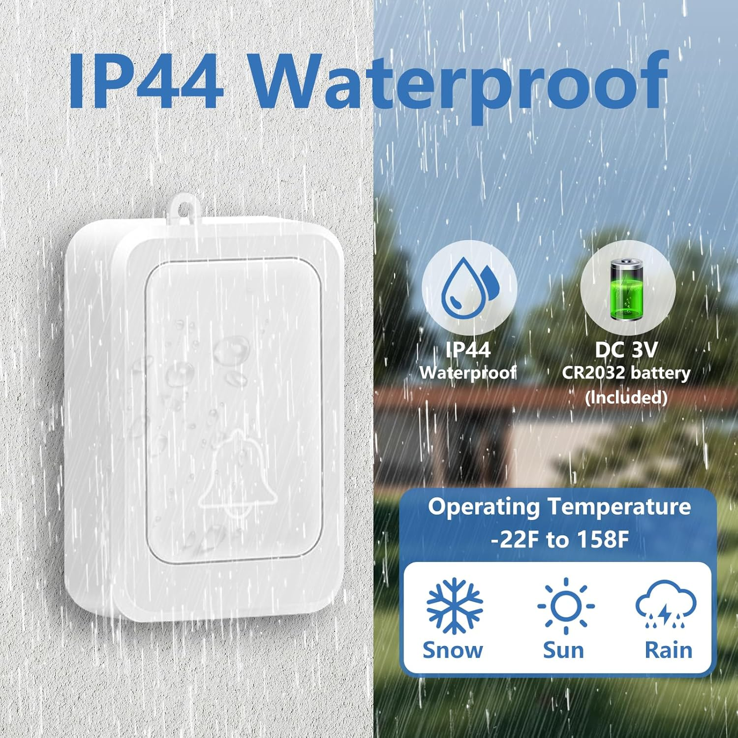 Loud Flash Doorbell with 7 Colors of Bright Light and 4 Volumes, Wireless Doorbells,At Home/Office,Suitable for the Elderly, Hearing Impaired People,Pregnant Women,2 Transmitters with 3 Receivers image number 3