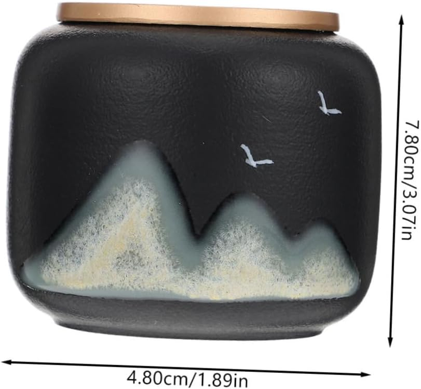 Operitacx 1Pc Black Clay Tea Jar Sealed Storage Canister Tea Organizer for Home Office image number 6