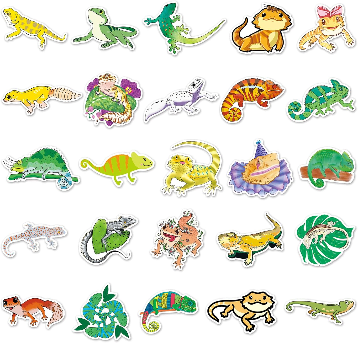 50 Packs Gecko Stickers Water Bottles Laptop Phone Motorcycle Computer Guitar Skateboard Hydroflasks Wall Lizard Vinyl Sticker Waterproof Aesthetic Trendy Decals for Teens Girls Adults image number 3