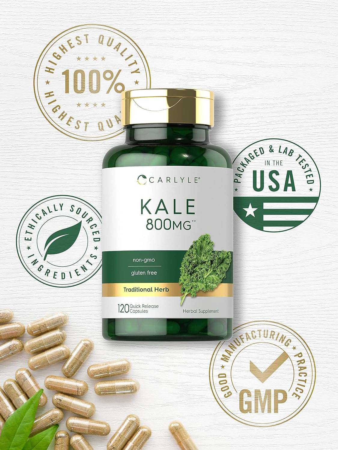 Carlyle Kale Extract 800Mg | 2 Bottles - 60 Capsules | Non-Gmo and Gluten Free image number 4
