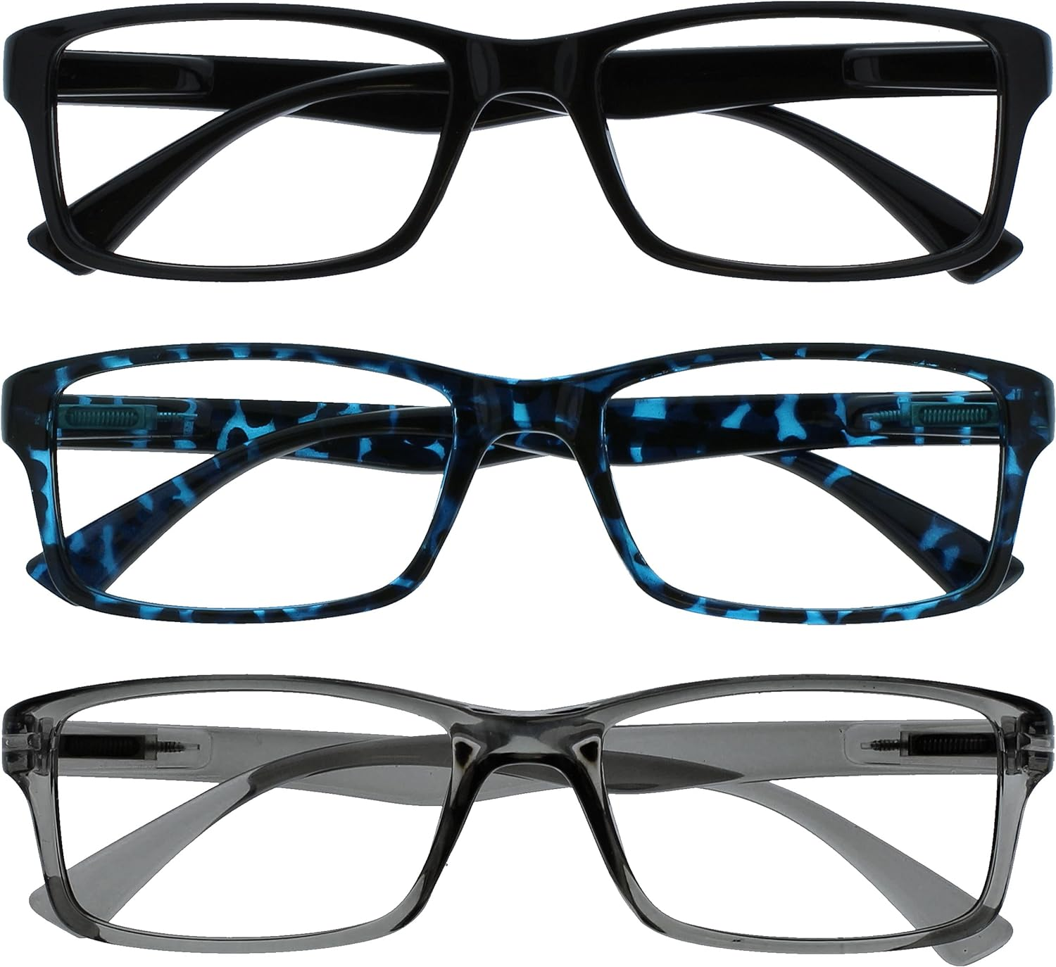 The Reading Glasses Company 2 Pack Readers Black Grey Designer Style Mens Womens RR92-17 +1.50