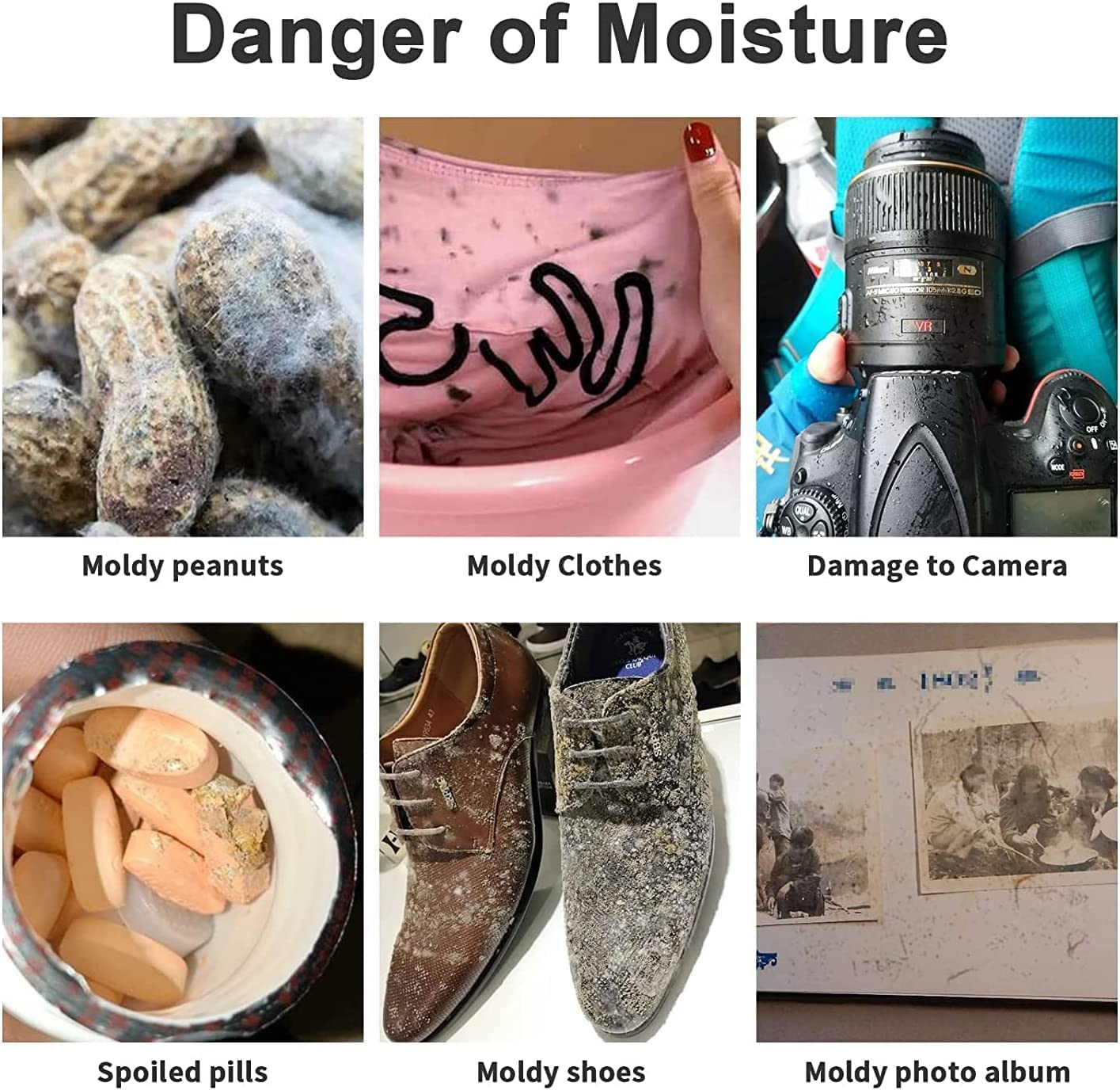 Durimoiy 100 Gram [6 Packets] Premium Pure Silica Gel Packets Desiccant Dehumidifiers, Silica Gel Packs - Rechargeable (Food Safe) Moisture Absorbers, Desiccant Packets