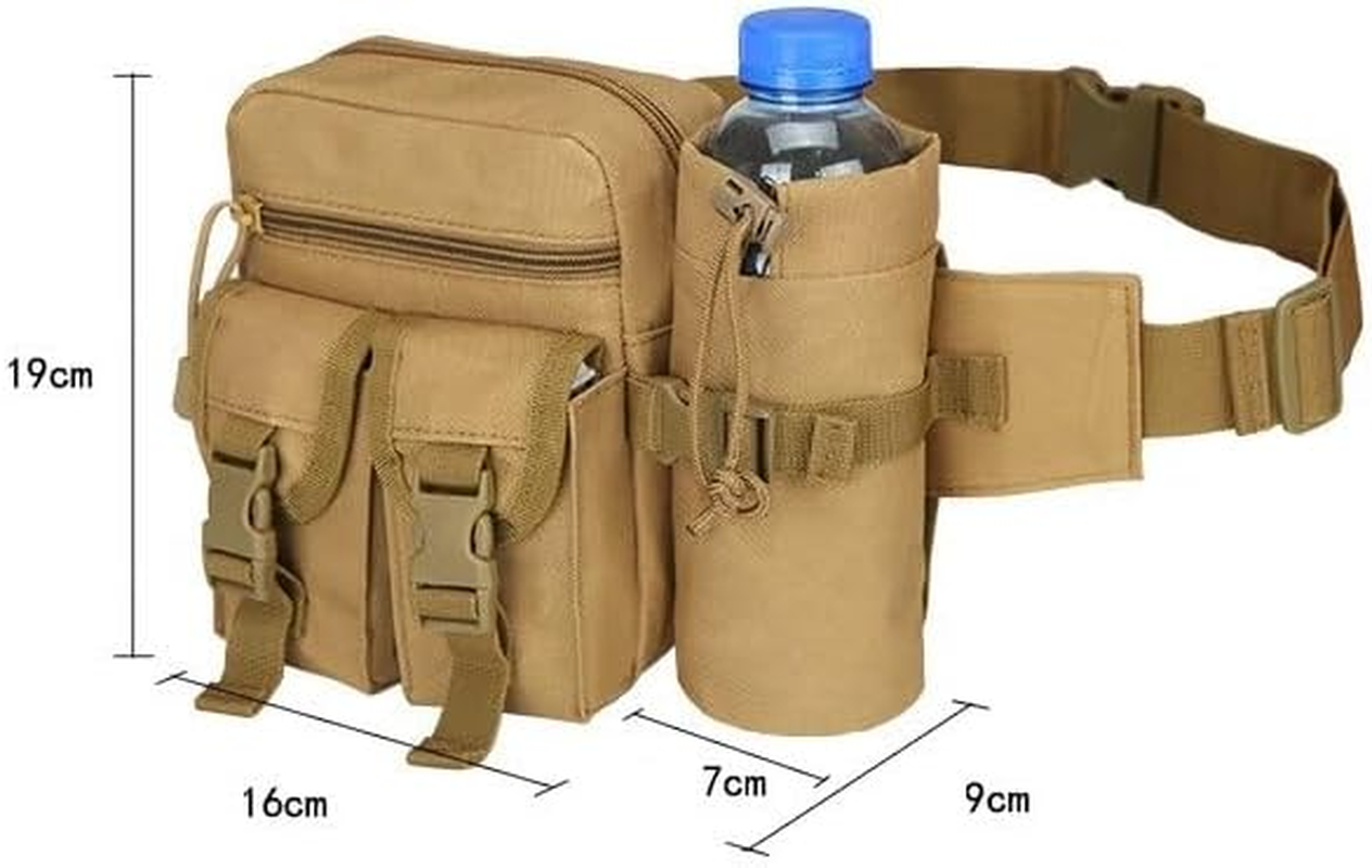Tactical Waist Pack Pouch with Water Bottle Pocket Holder Water Resistance Running Belt Bag Adjustable Hip Belt for Hiking Running Climbing (Black, One Size（16 * 9 * 19Cm）) image number 5