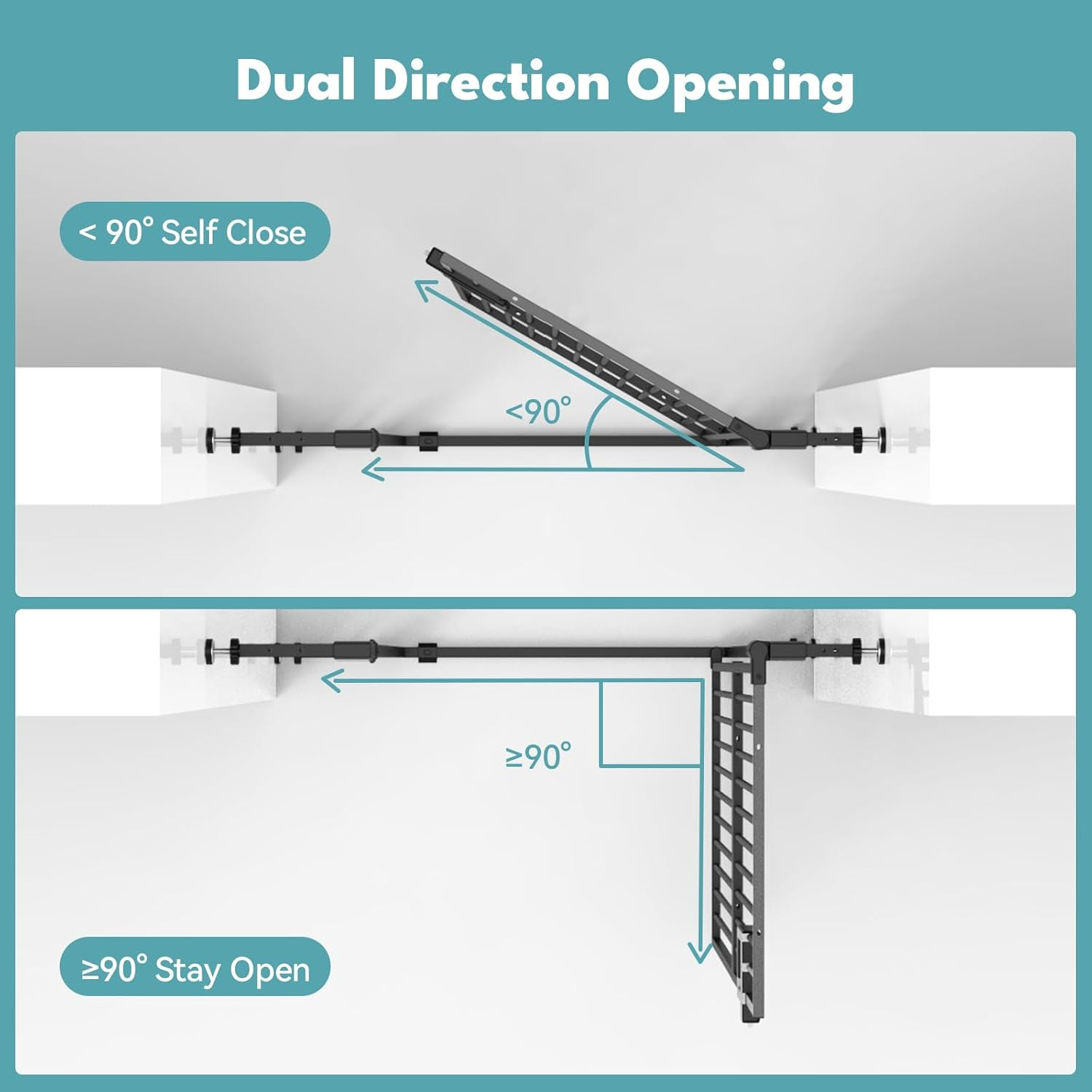 No Pawblems 140 CM Extra Tall Pet Gate, 76-112.7 CM Wide Dog Gates for Doorways & Stairs, Metal Auto Close Cat Gate, Pressure Mounted Dog Gate, NO Tools Needed NO Drilling, Black image number 1