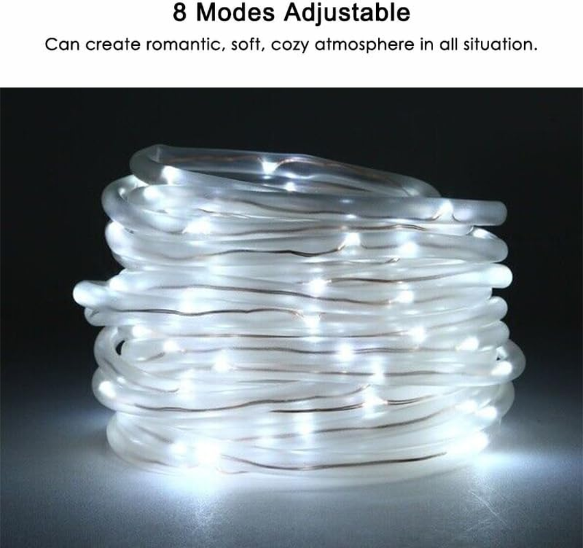 Leona Co Solar String Lights for Outside, 12M 100 LED Outdoor Waterproof Fairy Lights, 8 Modes Copper Wire Twinkle Lights for Patio Tree Garden Christmas Wedding Party Decoration (White)