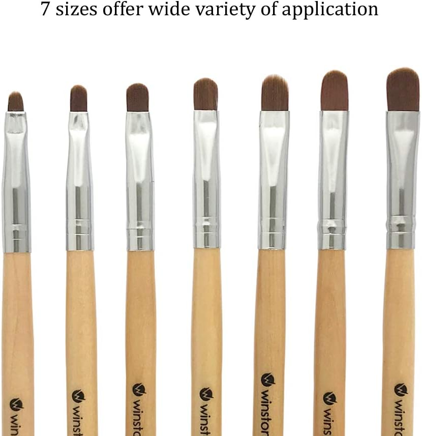 Winstonia 'Wooden Allure' Nail Art Acrylic UV Gel Brushes Tools Set Kit Assorted Size Oval image number 1
