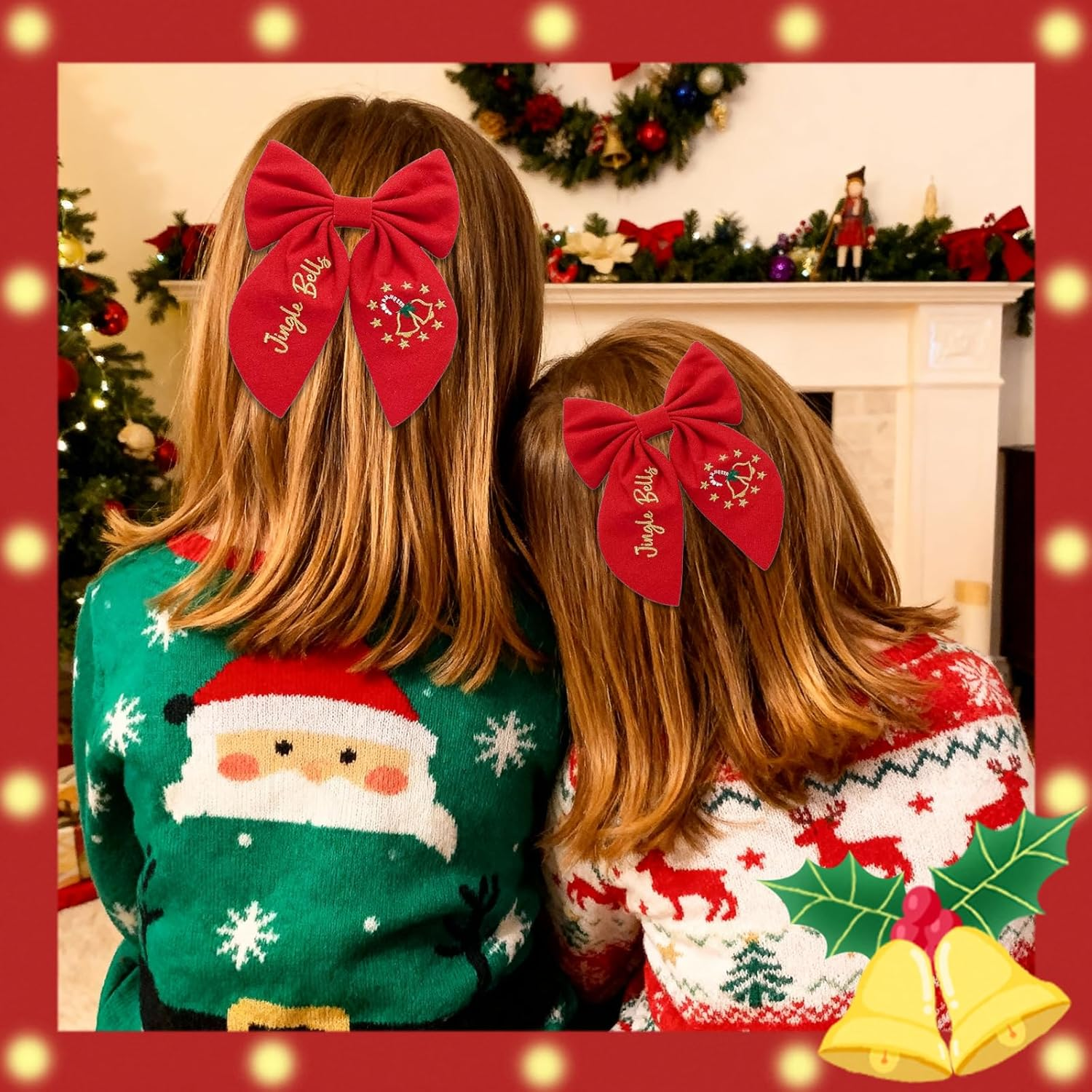 Christmas Hair Bows Clips Pearl Tree, Nutcracker, Holly Jolly, Santa Baby Ribbon Hair Clips with Long Tail, Christmas Hair Accessories and Christmas Gifts image number 6