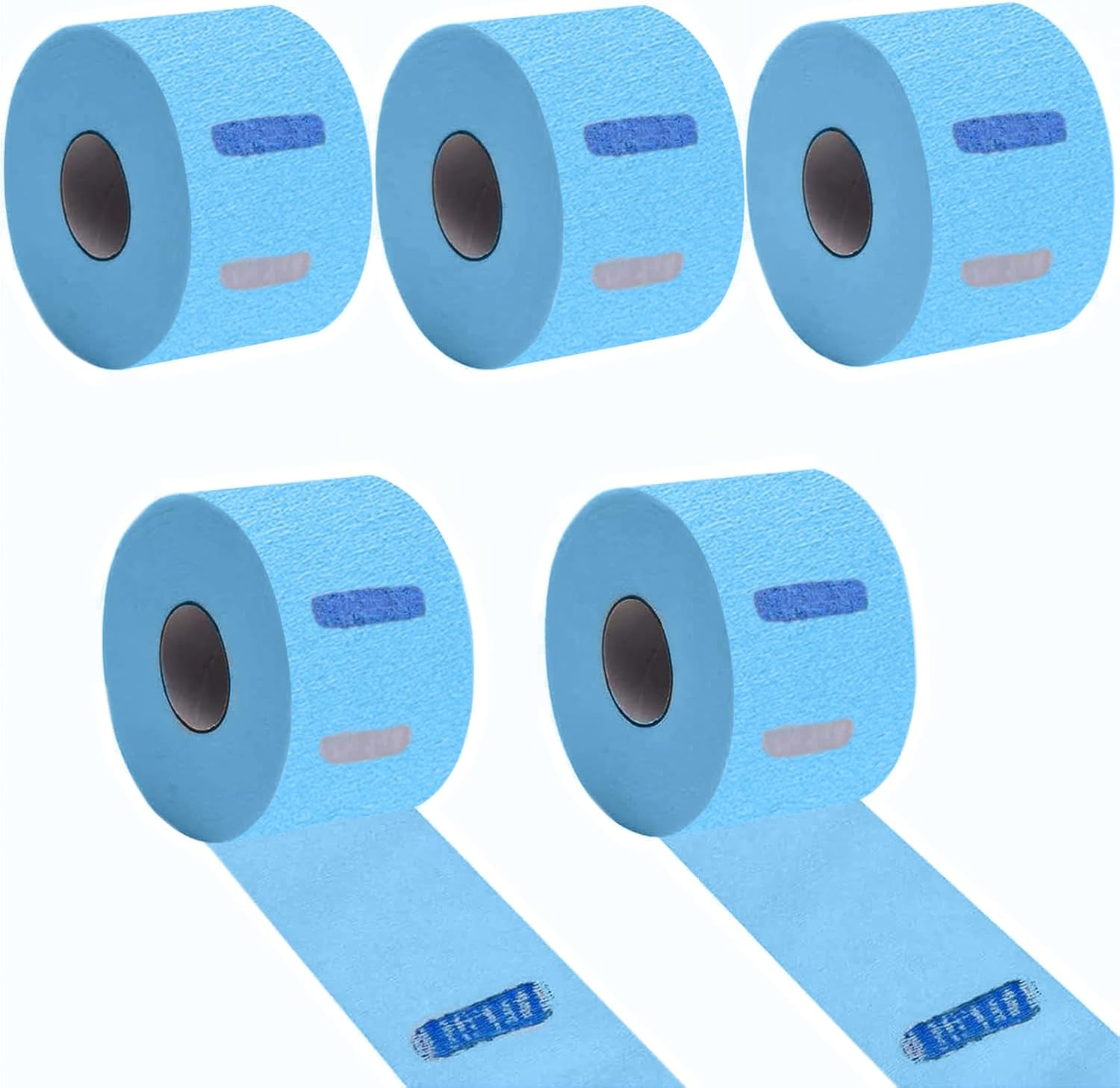 Flexible Paper Neck Strips for Salon Hair Cutting - 5 Rolls, 500 Red Disposable & Water-Resistant Self-Adhering Barber Supplies