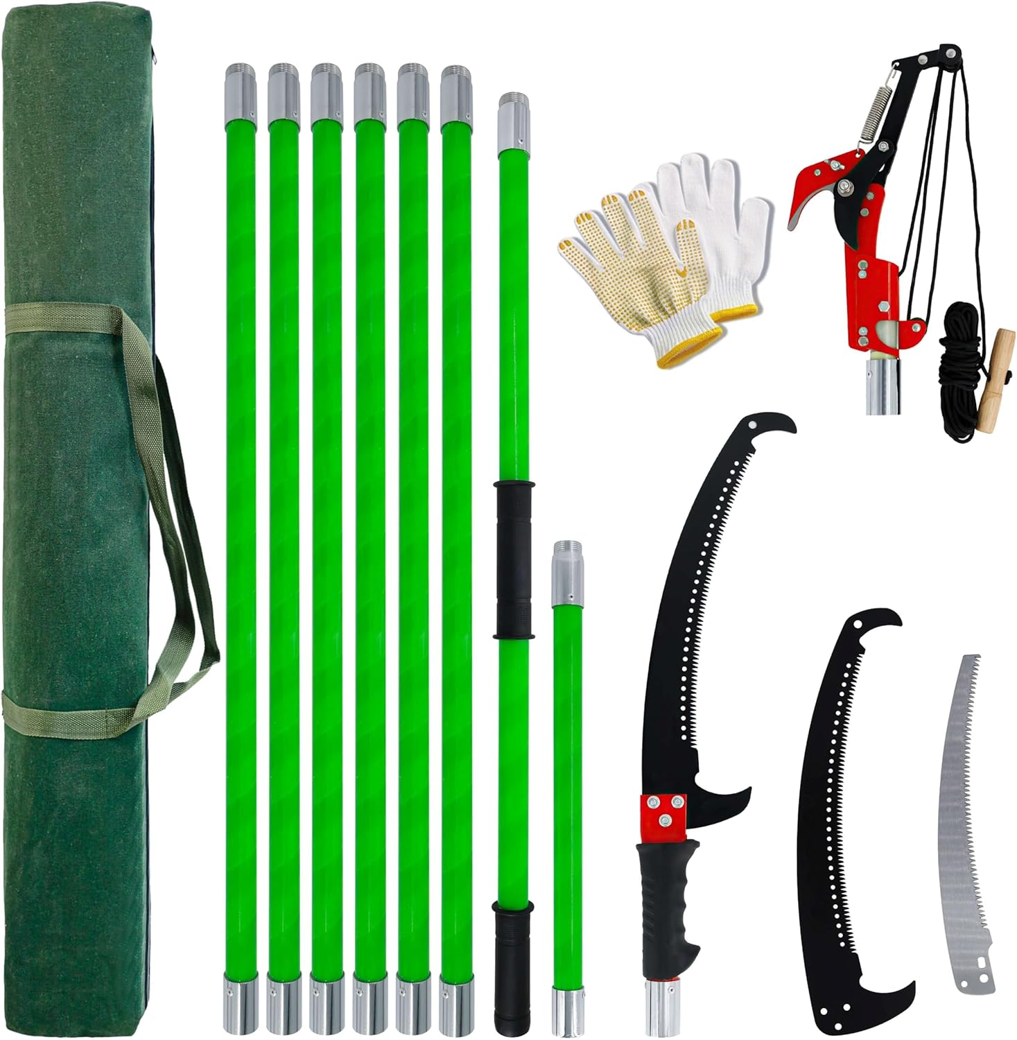 Pole Saws for Tree Trimming, 2-8M Extendable Tree Trimmers Long Handle Pruner, with Thickened Saw Blade and Scissors for Tree Trimmer, Pole Cutter for Backyard and Garden, Bush Cutting