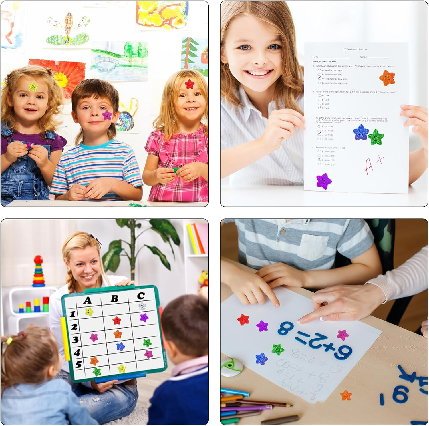 Anwyll Star Smiley Face Stickers - Happy Face Stars Stickers for Kid Reward 500Pcs 1Inch Shiny Star Sticker Self Adhesive Glitter Foil Stars Sticker for Envelope Seal Classroom Teacher Behavior Chart