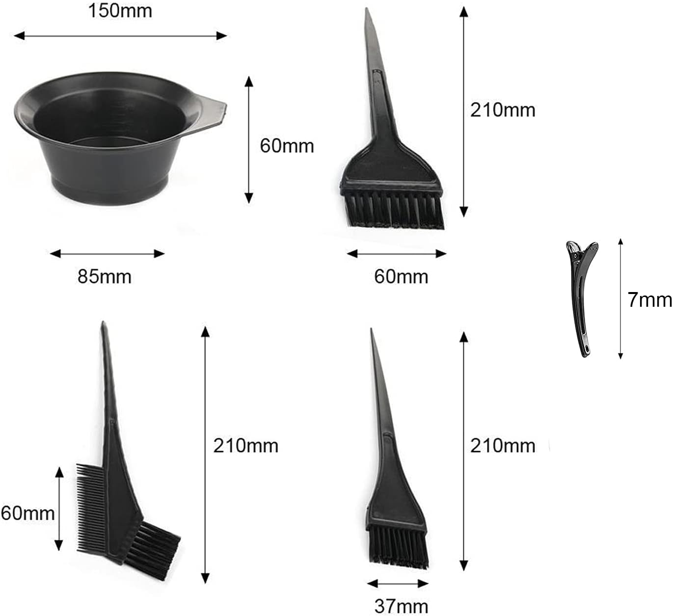 Hair Dye Bowl and Brush Kit, KEAIDUO 22Pcs Hair Colouring Tools Professional DIY Salon Dye Bowl Dyeing Brushes Ear Cover Gloves Disposable Hair Dye Cap Hair Coloring Cape and Hair Clips image number 6