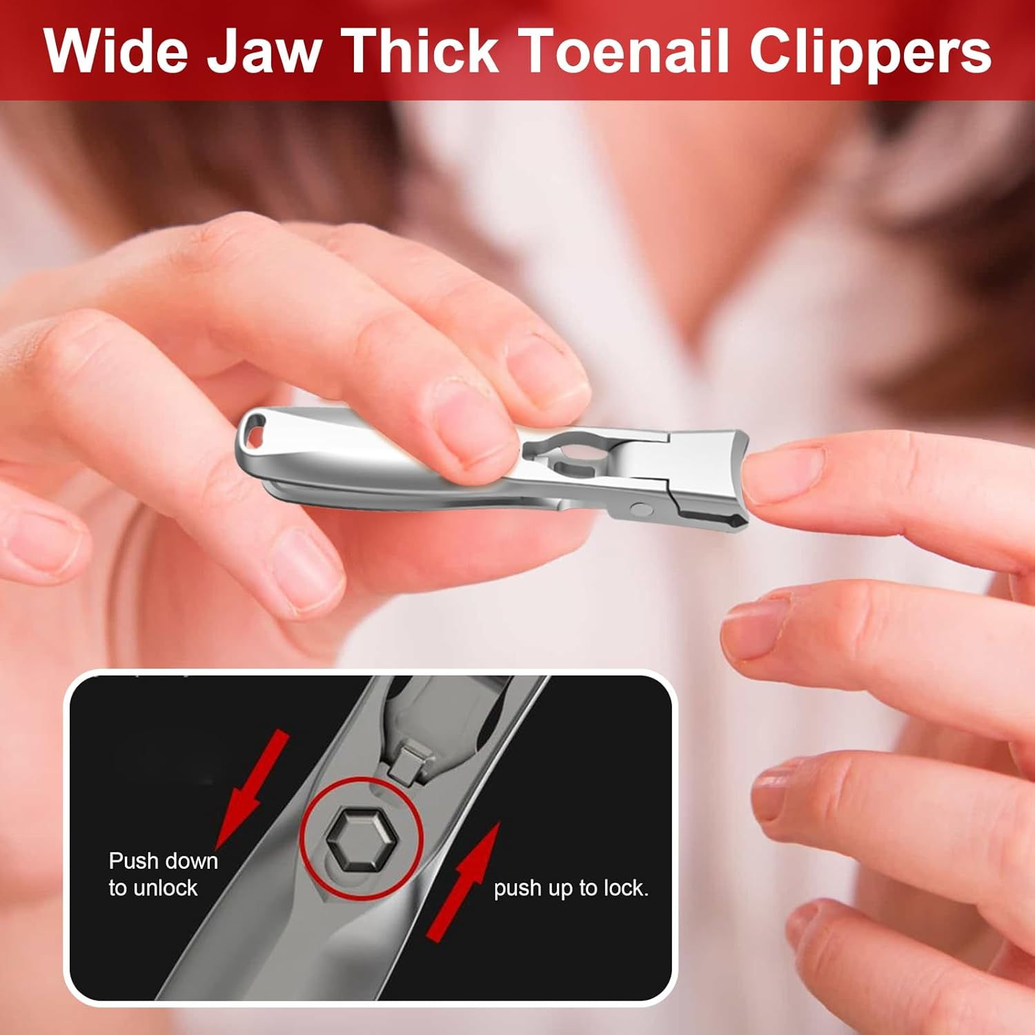 Nail Clippers for Men | Stainless Steel Nail Cutters - Stainless Steel Portable Toenail Cutter for Daily Personal Care Routine Travel Office Home Travelers Seniors image number 6