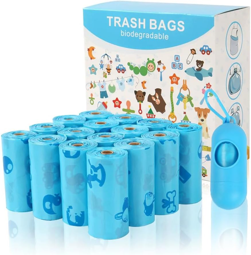 Baby Diaper Bags, 16 Refill Rolls/240 Eco-Friendly Nappy Disposal Bags, Degradable Bin Bag, Baby Poop Bags, Dirty Diaper Bags, Travel Diaper Trash Bags Biodegradable Waste Bags image number 2