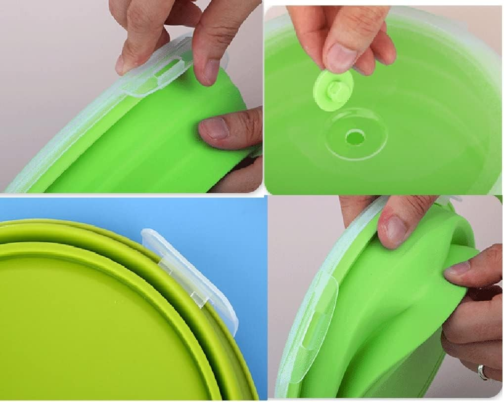 3Pack Collapsible Silicone Food Storage Containers with Lid 17OZ Foldable Lunch Bowls for Microwave Freezer Dishwasher Safe (500Ml Round) image number 3