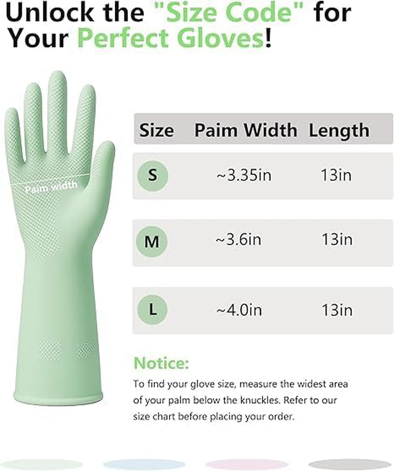 Rubber Dishwashing Cleaning Gloves, 4 Pair Reusable Colorful Kitchen Dish Gloves Rubber Cleaning Gloves, Reusable Colorful Kitchen Dish Gloves for Washing Dishes and Household Cleaning image number 4