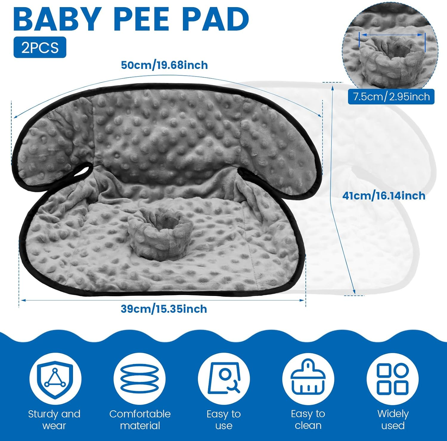 Car Seat Piddle Pad, Machine Washable Universal Stroller Potty Training Protector, Reusable Piddle Pads Cover, with anti Slip Backing, Kids Dry Seat Pad, for Baby Stroller Car Safety Seat