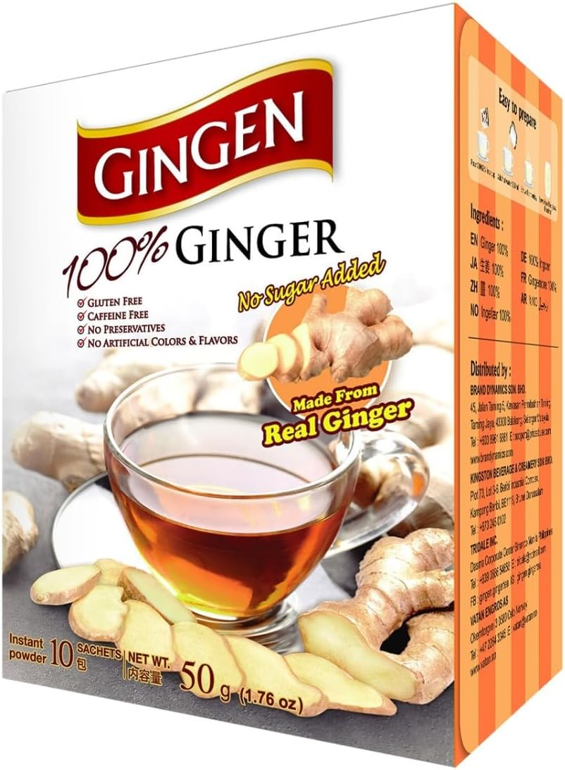 Gingen 100% Instant Ginger Tea 5 G (Pack of 10 Sachets) image number 3