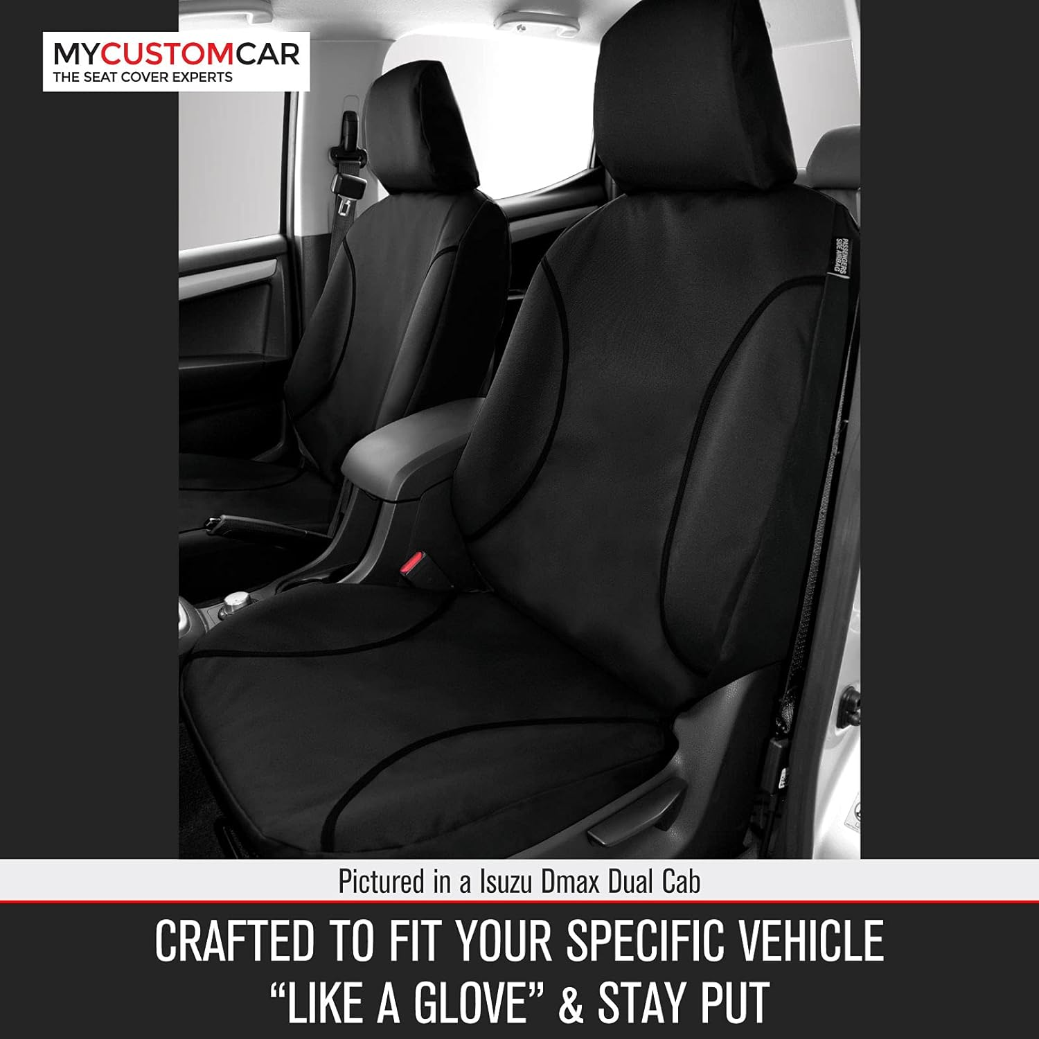 For Mitsubishi Triton Single Dual 2012-2015 TRADIES Front Black Canvas Seat Covers image number 6