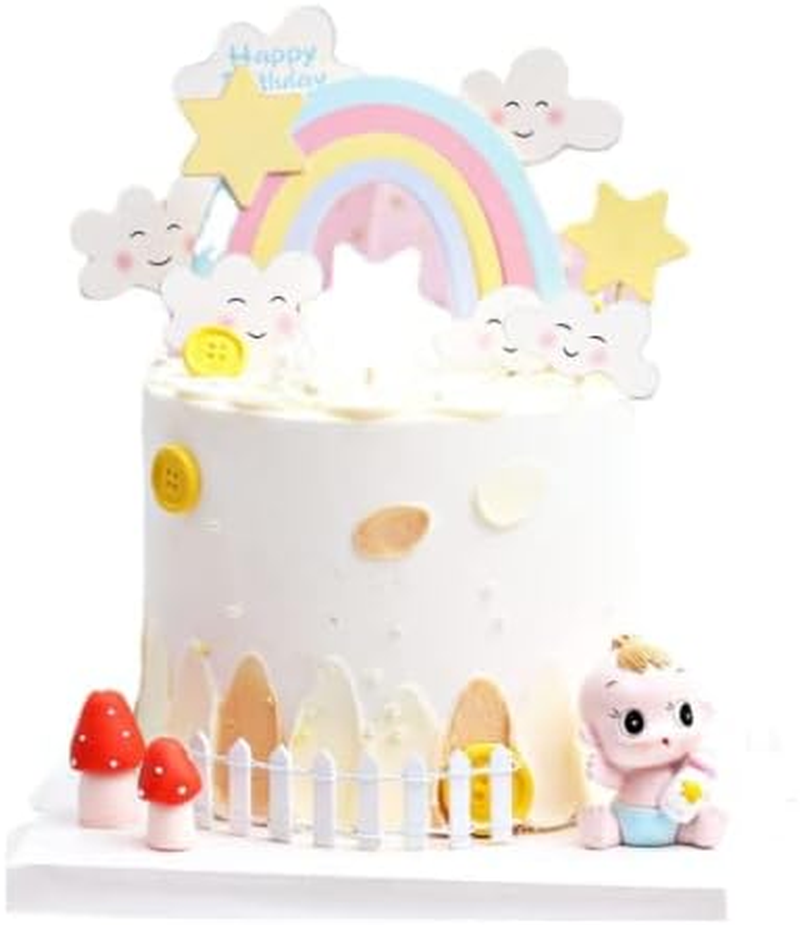 Rainbow Clouds Star Decor Cake Topper Cupcake for Birthday Party Gift, Cake Decoration image number 3