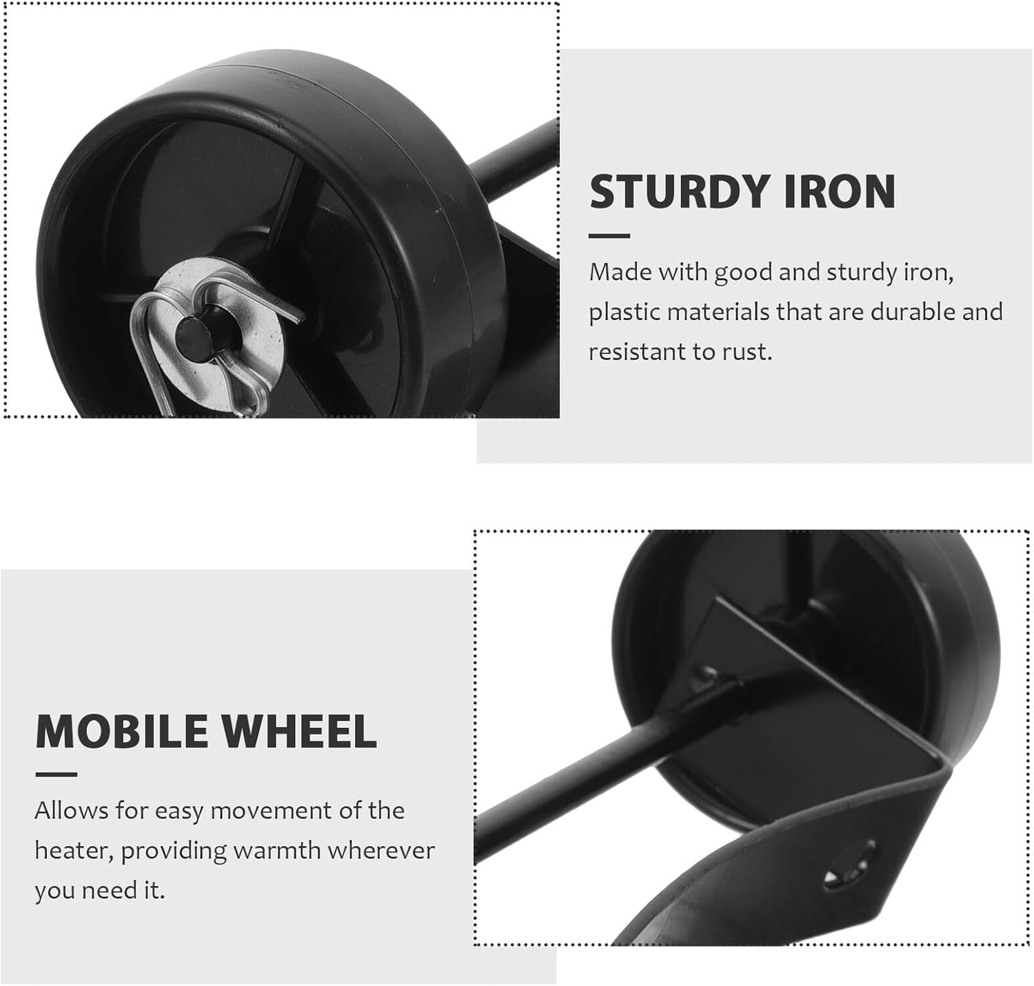 LABRIMP Patio Wheel Replacement Kit Iron and Plastic Movable Wheel for Outdoor and Indoor Heating Devices Easy Install Outdoor Replacement Part for Patio