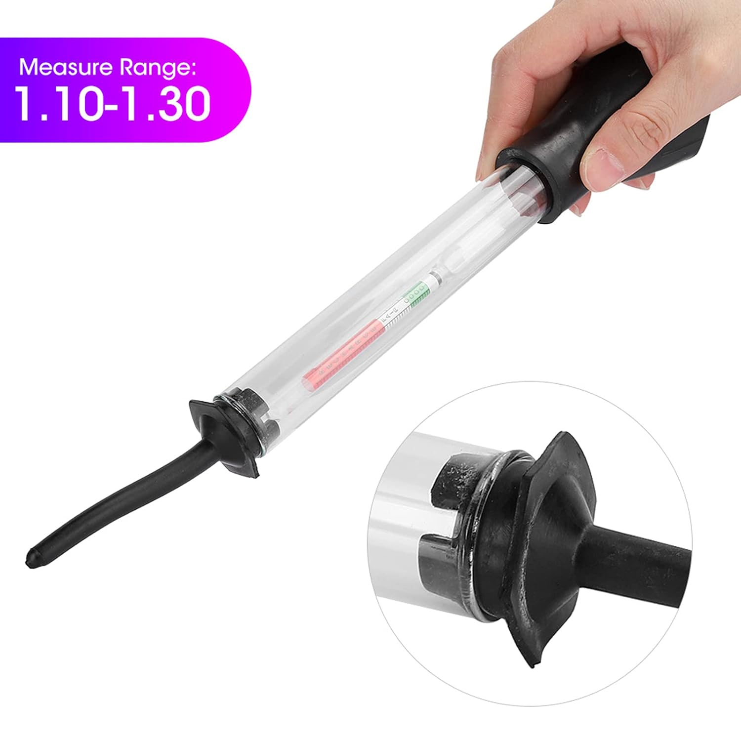 Density Testers, Glass Rubber Quick Detection Battery Hydrometer for Car Repair image number 4