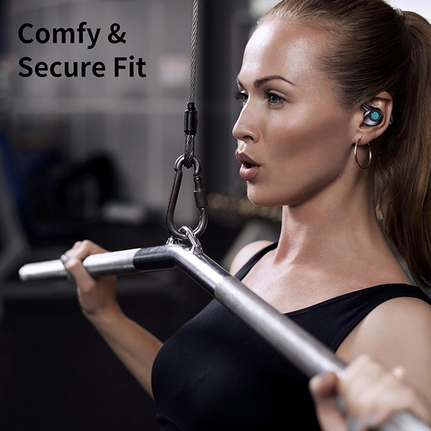 Q23 PRO Wireless BT Headset, Ear Hook Sports Headset with Microphone, Wireless Earphones with Hifi Stereo Noise Cancellation, Long Battery Life for Driving, Sports Travel (Black) image number 5