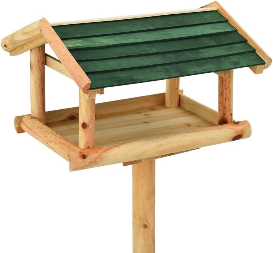 Bird Feeder with Stand 37X28X100 Cm Solid Fir Wood Outdoor Garden Decor image number 4