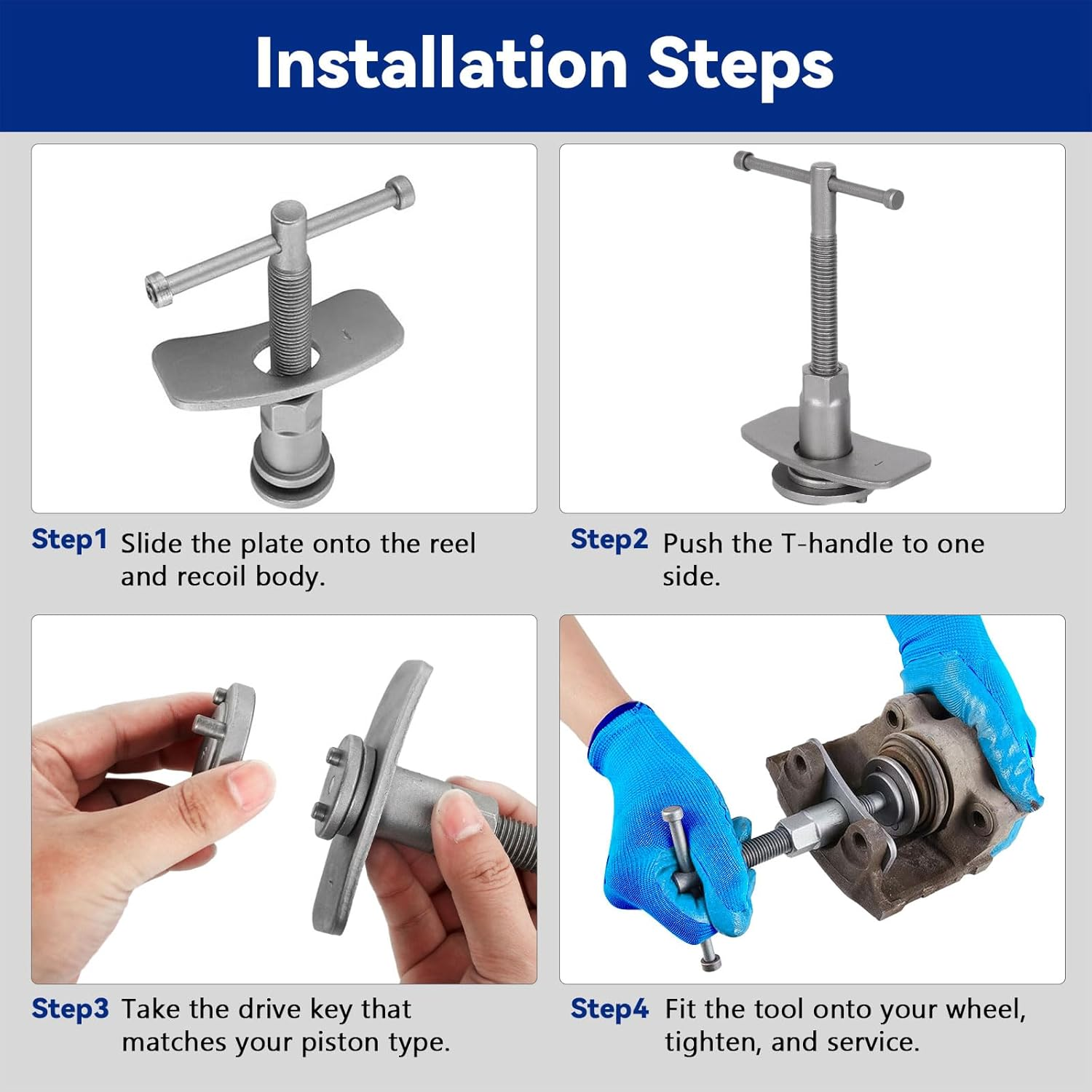 24Pcs Disc Brake Caliper Tool Set with Hooks Brake Tool Kit, Disc Brake Caliper Compression Tool, Caliper Piston Compressor Tool Includes 18 Adapters, Left/Right Thrust Bolts, Plates, Pad Replacement image number 4
