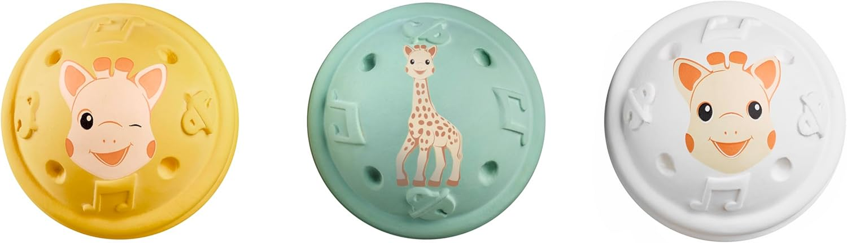 Sophie La Girafe - Musical Balls - 3 Sound Stimuli - 100% Natural Rubber - Auditory Stimulation - Cause & Effect Understanding - Age: 3 M +
