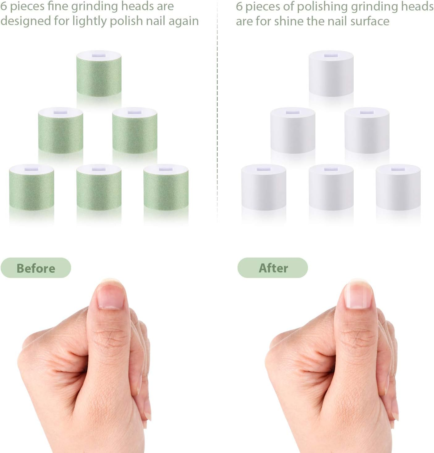 Maitys 12 Pieces Nail Buffer Refills Electric Manicure Pedicure Tool Refills Nail Buffer Replacement Rollers, Filing, Buffing and Shining image number 2