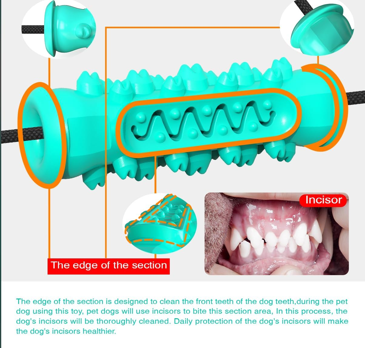 Interactive Dog Toy for Aggressive Chewers, Puzzle Treat Food Dispensing Ball Toy,Dog Toy Tug of War Serrated Molar Stick