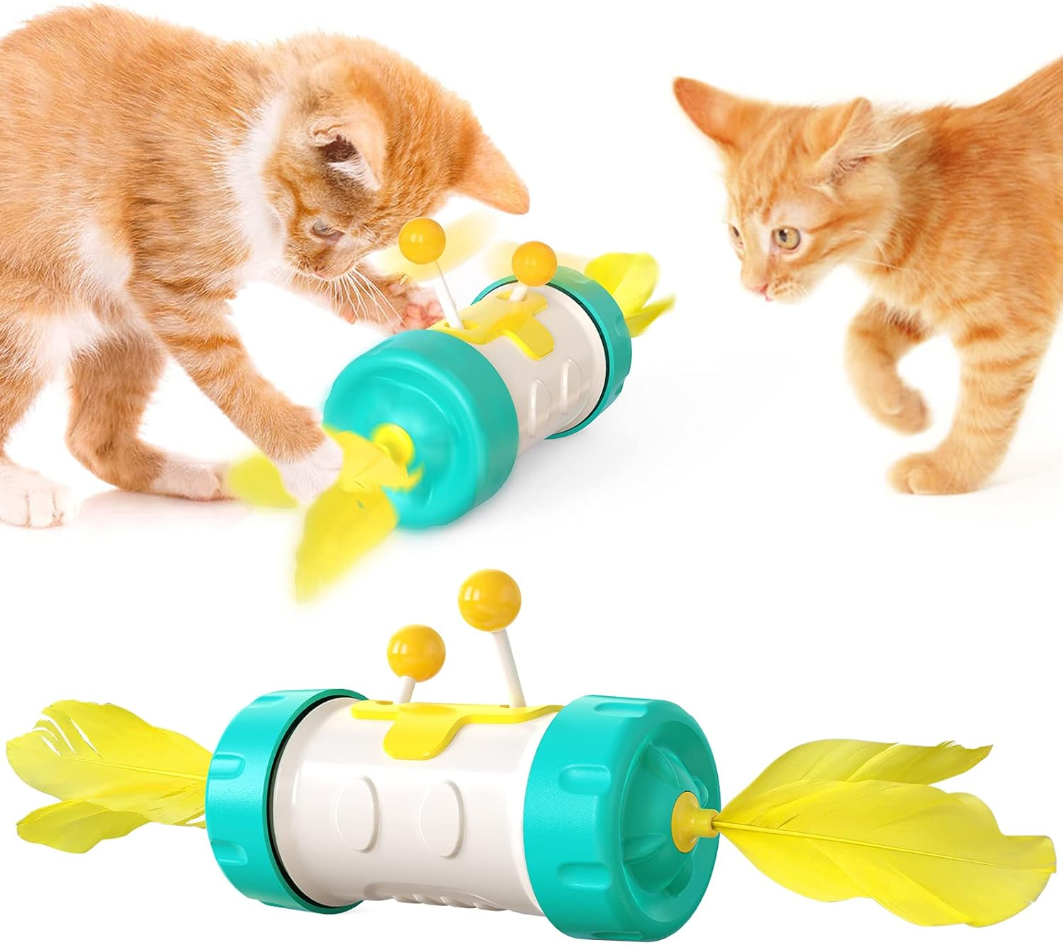 Interactive Cat Toys for Indoor Cats Automatic Cat Feather Toy Cat Swing Wand Chaser Training Toy for Cat Kitten /252 (Color : Turquoise)