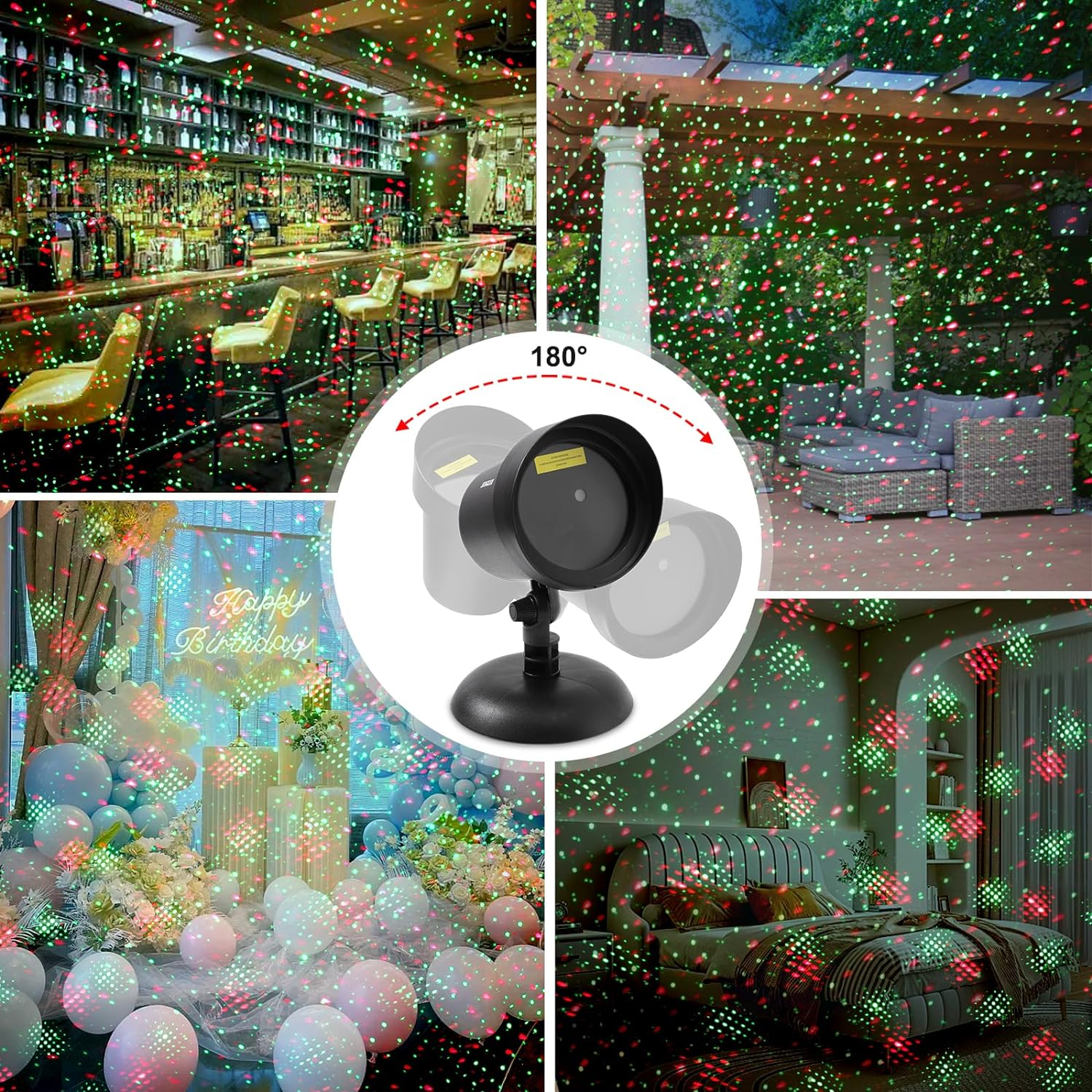 Christmas Motion Laser Projector Lights Outdoor for Holiday Decorative Lighting Show, as Seen on TV Xmas Light Landscape for House Garden, Red & Green Stars Dots Dynamic Keeping Moving Change Pattern image number 3