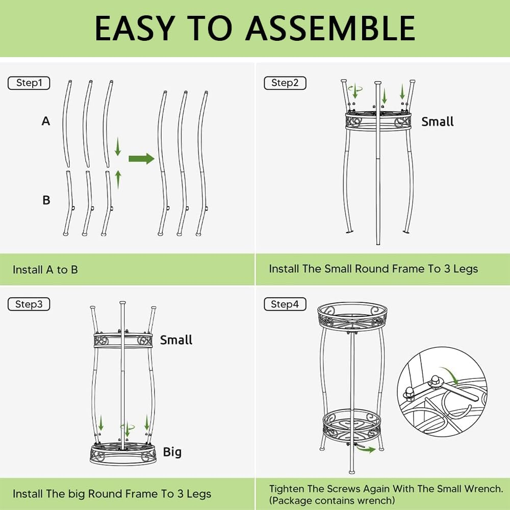 2-Tier Tall Metal Plant Stand &ndash; Indoor Outdoor Heavy Duty Plant Holder Shelf, Rustproof Flower Pot Rack for Corner, Patio, Balcony, Garden, Office (Black) image number 6