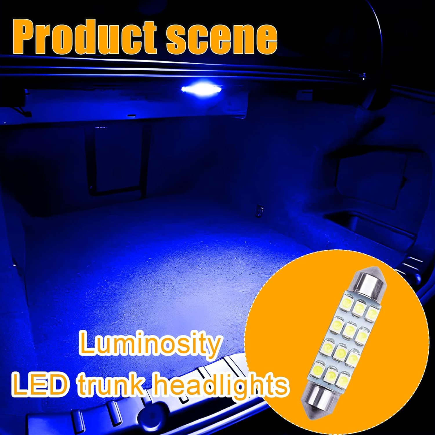 QUICTO 24Pcs Car Led Bulb, Auto Accessories Used for Car Interior Lights, Indoor Map Dome Lights, Trunk Lights, License Lights, Etc. Parts Replacement (Blue) - Blue image number 2