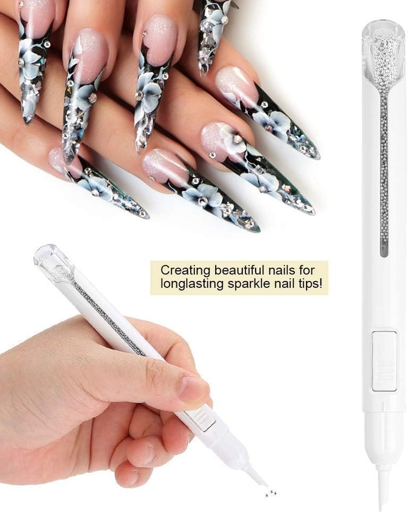 Nail Art Nail Design Pens, Nail Art Pen Metal Beads Dotting Painting Drawing Pen DIY Manicure Decorations (Silver) image number 3