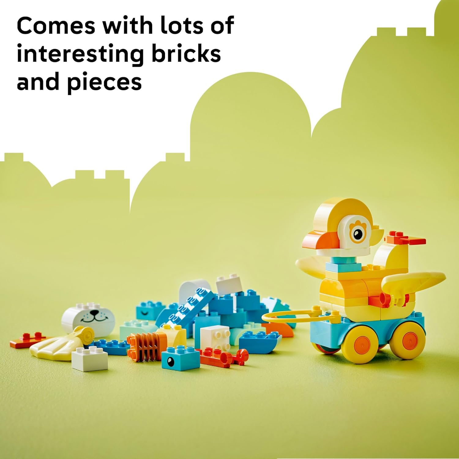 LEGO&reg; DUPLO&reg; Town 3In1 Animals on Wheels 10448 Building Toy Sparks Hours of Imaginative Play with 58 Bricks and Pieces to Make Creative Fish, Duck and Dog Figures for Preschool Kids Aged 2 and Up