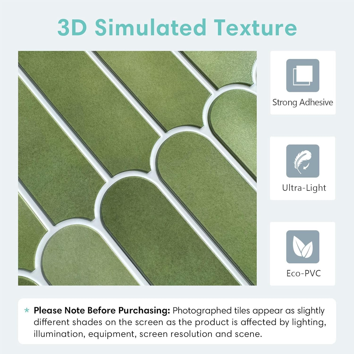 Commomy Peel and Stick Tiles, Stick on Tiles Backsplash for Kitchen and Bathroom, PVC Wall Tiles Interior Decor(30X30Cm, 10 Sheets, Matte Green) - Dark Green image number 4