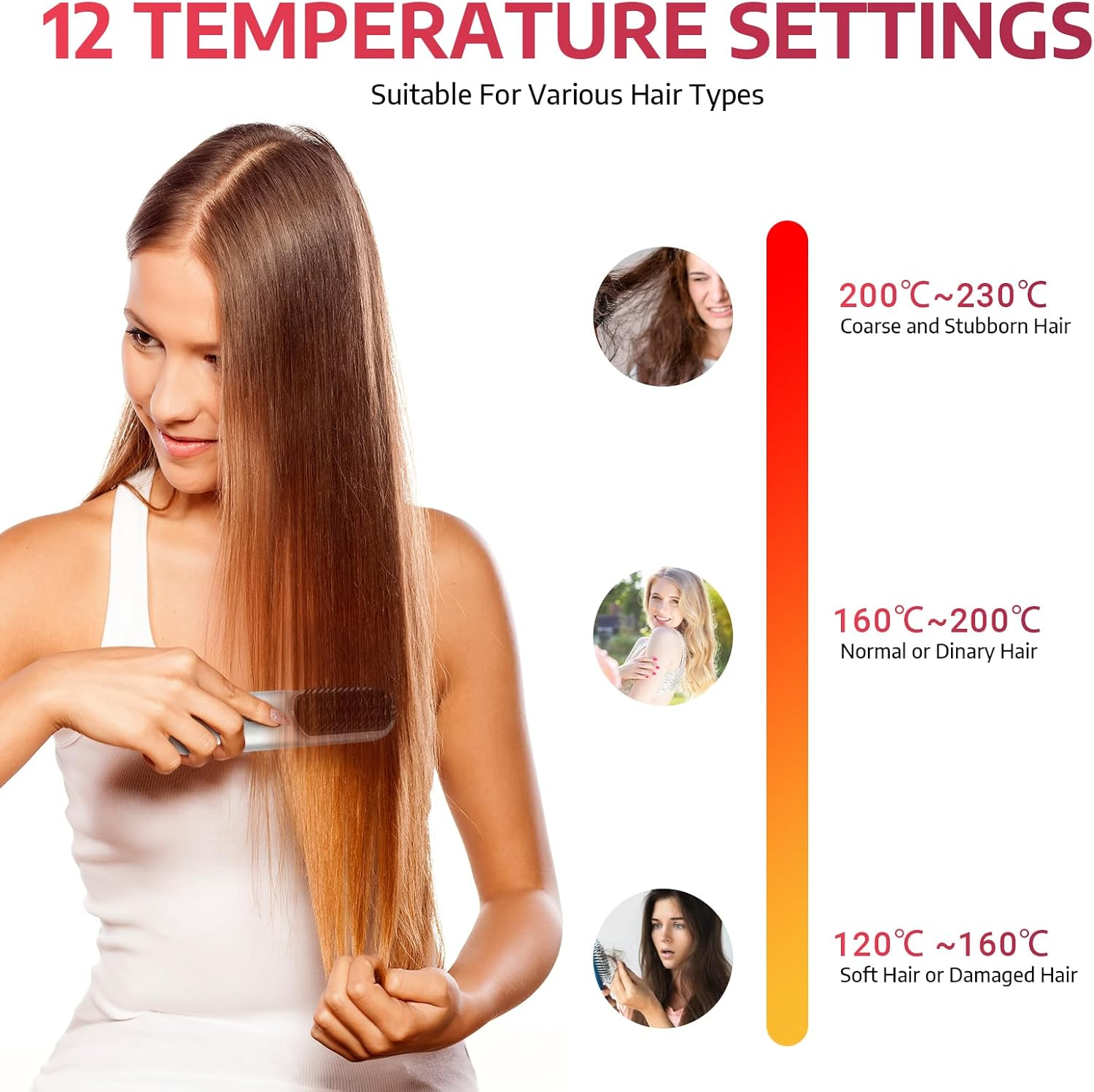 Top G Cordless Hair Straightener Brush Portable Mini Straightening Brush for Travel Upgraded 9600MAH USB Rechargeable Negative Ion Hot Comb Hair Straightener for Women(White) image number 1