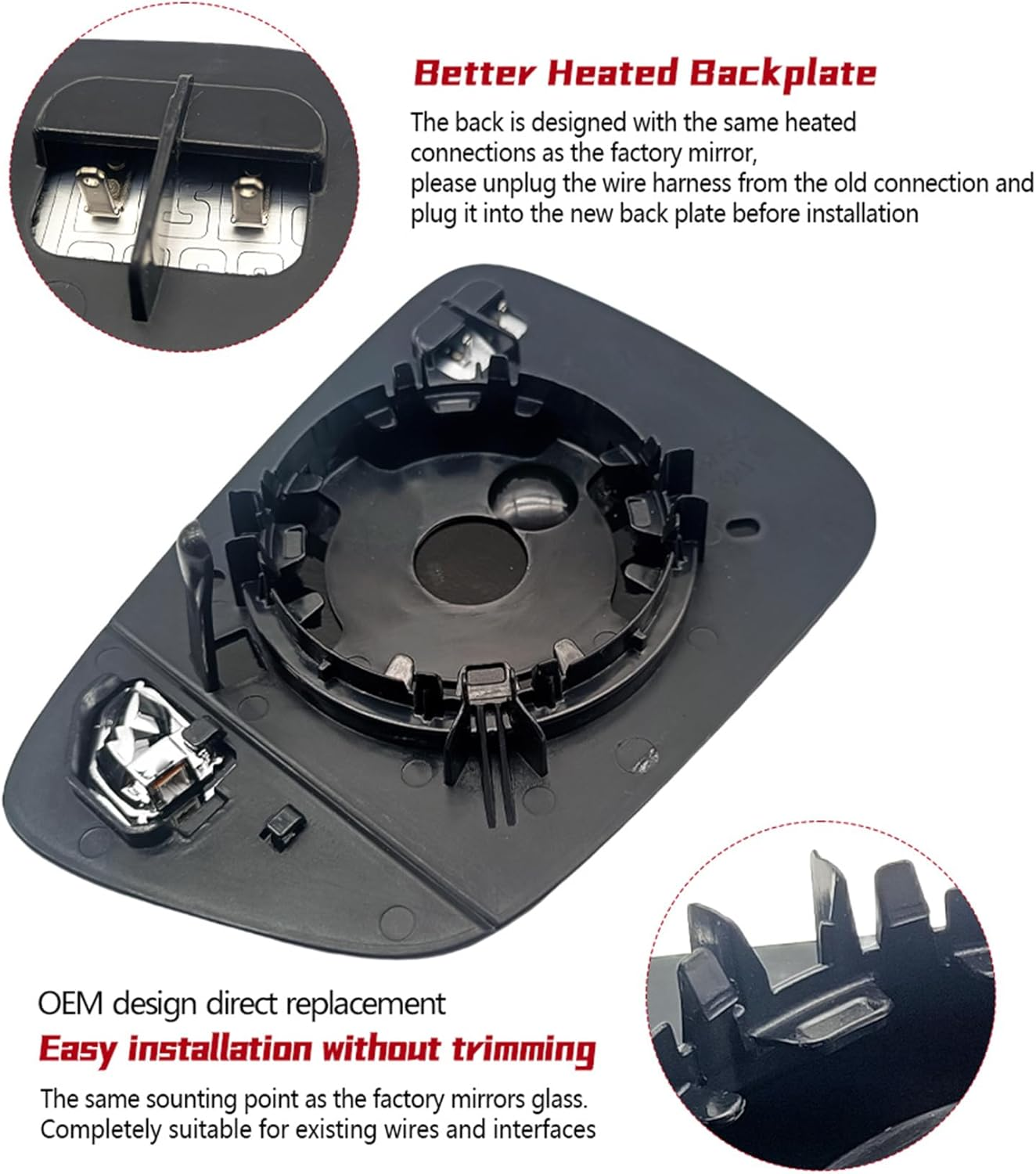 SIDMILE Passenger Side Heated Mirror Glass W/Blind Spot Automotive Replacement Parts Fit for Ford Escape 2020-2024 Right Side Mirror with Backing Plate without Auto Dimming image number 2