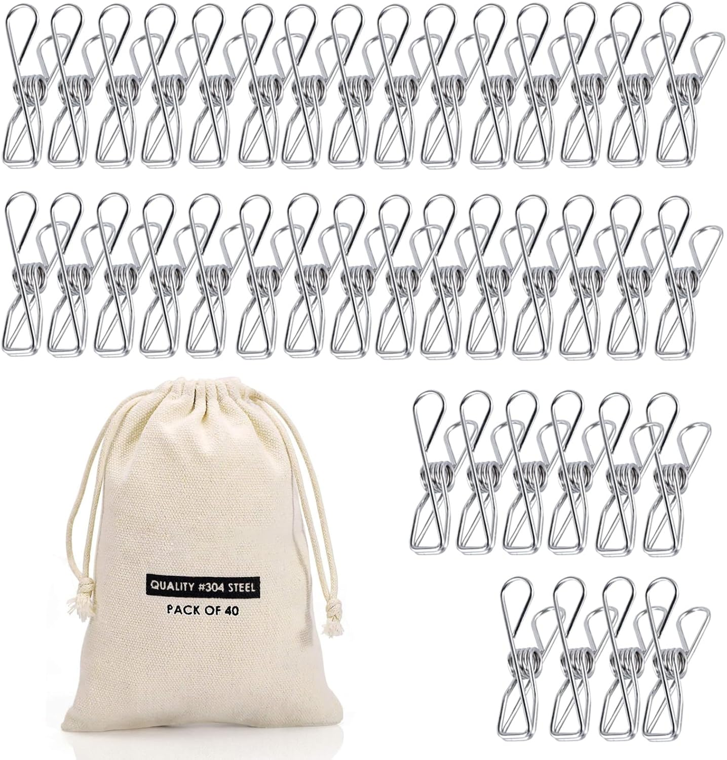 40 Pack Wire Clothes Pins Heavy Duty Outdoor, Stainless Steel Clothespins for Hanging Clothes, Metal Clothes Pegs, Clothing Clips, Laundry Pins 1.8Mm Diameter 6Cm Long image number 4