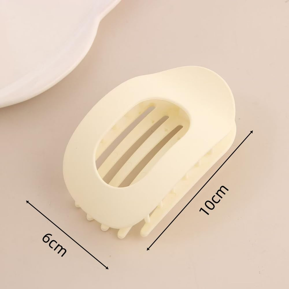 Naisfei 4 Pcs Flat Hair Claw Clips round Flat Hair Clips,Strong Hold Lay down Claw Clamps Hair Barrettes Alligator Clip,Flat Hair Claw Clips Fashion Matte Neutral Large Alligator Clips